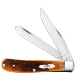 Case Amber Bone Sawcut Jig Barehead Trapper Knife