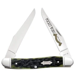 Case Pocket Worn Olive Green Bone Peach Seed Jig Muskrat Knife