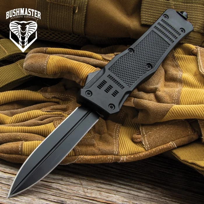 Bushmaster Mamba Automatic OTF Knife - Stainless Steel Blade, TPU Handle, Sliding Trigger, Glassbreaker, Pocket Clip 3 Bushmaster Mamba Automatic OTF Knife - Stainless Steel Blade, TPU Handle, Sliding Trigger, Glassbreaker, Pocket Clip