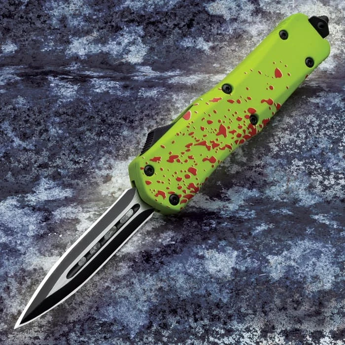 Zombie Apocalypse OTF Automatic Knife And Sheath - Stainless Steel Blade, Metal Handle - Length 7" 3 Zombie Apocalypse OTF Automatic Knife And Sheath - Stainless Steel Blade, Metal Handle - Length 7"