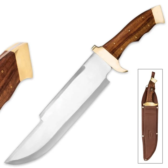 Massive Big Foot Bowie Knife And Leather Sheath 3 Massive Big Foot Bowie Knife And Leather Sheath