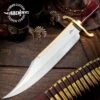 Gil Hibben Old West Bowie Knife - Bloodwood Edition - Stainless Steel Blade, Wooden Handle, Gold-Plated Guard, Leather Sheath - Length 20 1/2” -Knife Sale Store A17 GH5069