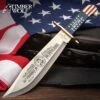 Timber Wolf Limited Edition Trump Bowie Knife And Sheath - Stainless Steel Blade, Wooden Handle Scales, Brass Guard - Length 16” 2 Timber Wolf Limited Edition Trump Bowie Knife And Sheath - Stainless Steel Blade, Wooden Handle Scales, Brass Guard - Length 16” -Knife Sale Store A17 TW1157