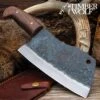 Timber Wolf Trail Cleaver Knife And Sheath - 1095 Carbon Steel Blade, Rough-Forged, Wooden Handle, Brass Pins - Length 12” -Knife Sale Store A17 TW1245