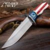Timber Wolf Second Amendment Bowie Knife And Sheath - 3Cr13 Stainless Steel Blade, Pakkawood Handle - Length 11” -Knife Sale Store A17 TW1371