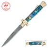 Kissing Crane Genuine Abalone Damascus Stiletto Knife 1 Kissing Crane Genuine Abalone Damascus Stiletto Knife -Knife Sale Store A19 KC5478
