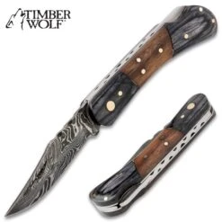 Timber Wolf File Worked Damascus Pocket Knife