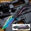 Rampage® Rainbow Atomica Assisted Opening Pocket Knife - Stainless Steel Blade, Aluminum Handle, Bottle Opener, Pocket Clip - Closed 4 3/4”