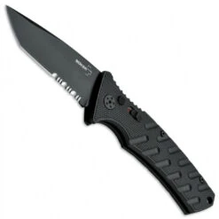 Boker Plus Strike Tanto Auto Knife, D2 Black Combo Blade