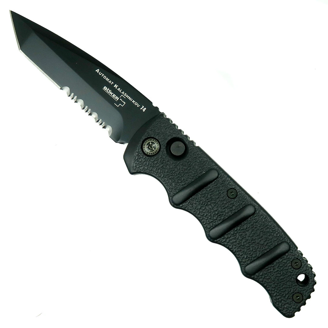 Boker Kalashnikov Tanto Auto Knife, AUS-8 Black Combo Blade 3 Boker Kalashnikov Tanto Auto Knife, AUS-8 Black Combo Blade
