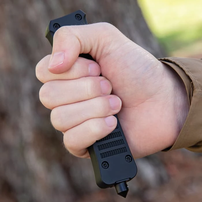 Bushmaster Mamba Automatic OTF Knife - Stainless Steel Blade, TPU Handle, Sliding Trigger, Glassbreaker, Pocket Clip 4 Bushmaster Mamba Automatic OTF Knife - Stainless Steel Blade, TPU Handle, Sliding Trigger, Glassbreaker, Pocket Clip - Image 2