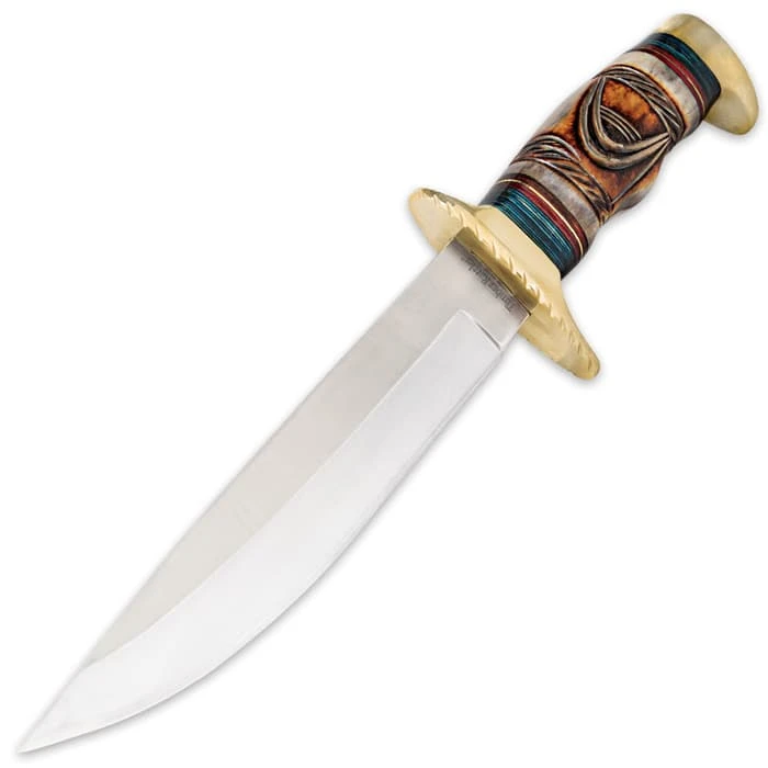 Timber Rattler Whispering Winds Bowie Knife Genuine Bone Fixed Blade 4 Timber Rattler Whispering Winds Bowie Knife Genuine Bone Fixed Blade - Image 2