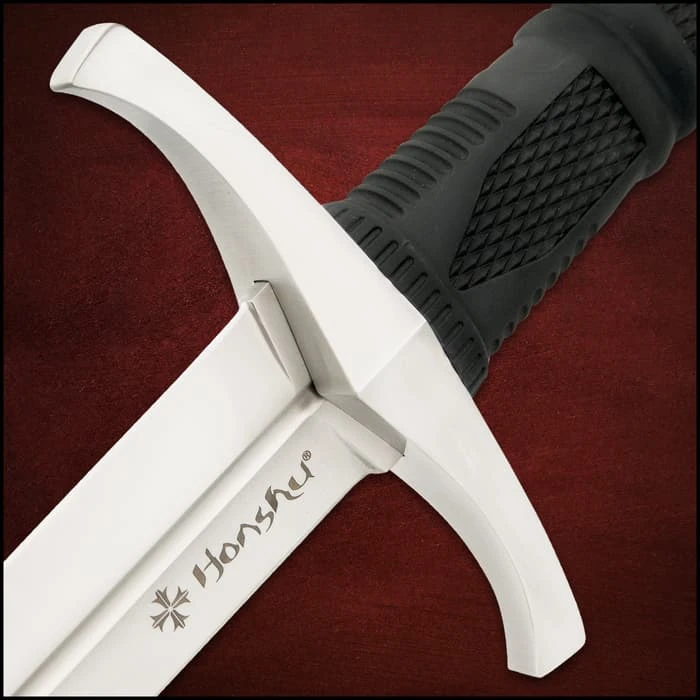 Honshu Crusader Quillon Dagger With Sheath - 1060 Carbon Steel Blade, Injection-Molded TPR Handle, Cast Steel Pommel - Length 18 5/8” 4 Honshu Crusader Quillon Dagger With Sheath - 1060 Carbon Steel Blade, Injection-Molded TPR Handle, Cast Steel Pommel - Length 18 5/8” - Image 2