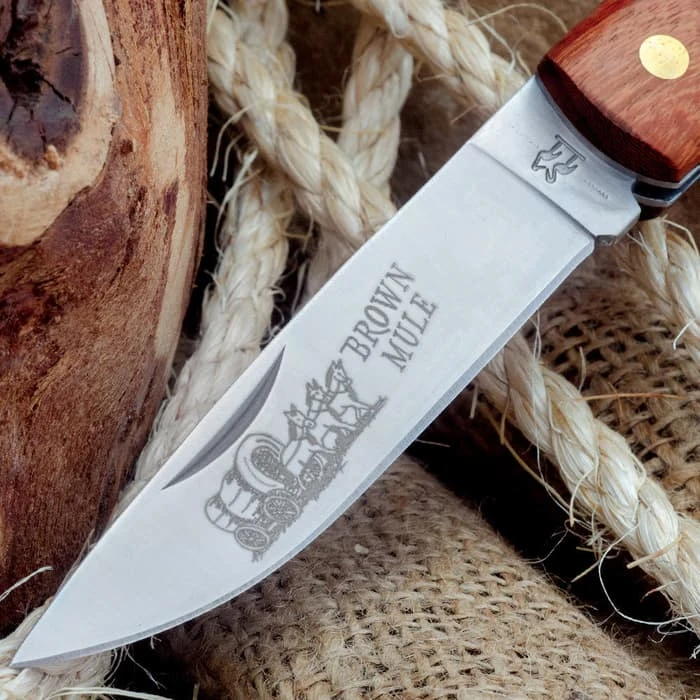 Kissing Crane Medium Brown Mule Pocket Knife 4 Kissing Crane Medium Brown Mule Pocket Knife - Image 2