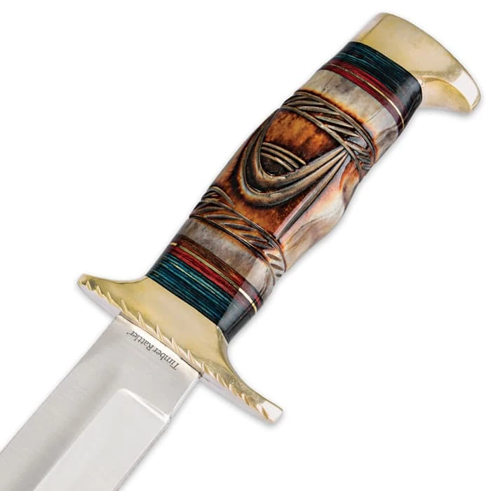 Timber Rattler Whispering Winds Bowie Knife Genuine Bone Fixed Blade 5 Timber Rattler Whispering Winds Bowie Knife Genuine Bone Fixed Blade - Image 3