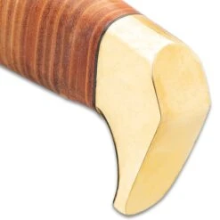 USMC Stacked Leather Handle Kukri Knife - Stainless Steel Blade, Stacked Leather Handle, Brass Pommel - Length 16 1/2” -Knife Sale Store D17 UC3329