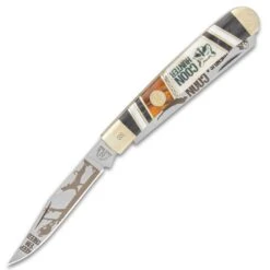 Kissing Crane Coon Hunter Trapper Pocket Knife - Stainless Steel Blades, Wood And Glass, Handle Scales, Nickel Silver Bolsters -Knife Sale Store D19 KC5856