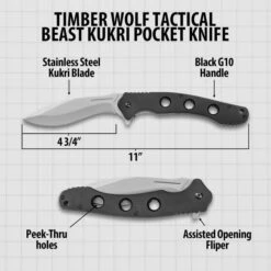 Timber Wolf Tactical Beast Kukri Pocket Knife -Knife Sale Store D19 TW667