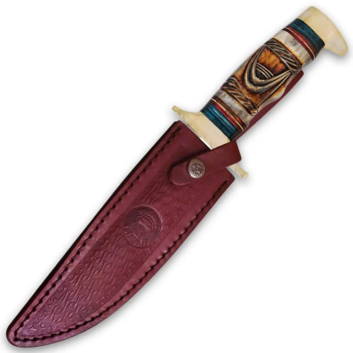 Timber Rattler Whispering Winds Bowie Knife Genuine Bone Fixed Blade 6 Timber Rattler Whispering Winds Bowie Knife Genuine Bone Fixed Blade - Image 4
