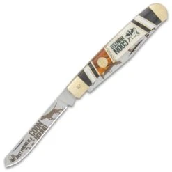 Kissing Crane Coon Hunter Trapper Pocket Knife - Stainless Steel Blades, Wood And Glass, Handle Scales, Nickel Silver Bolsters -Knife Sale Store E19 KC5856