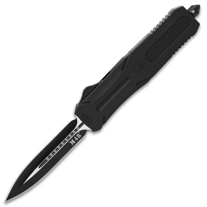 M48 Spear Point Automatic OTF Knife - Stainless Steel Blade, TPU Handle, Slide Trigger, Pocket Clip - Closed 5 3/4" 7 M48 Spear Point Automatic OTF Knife - Stainless Steel Blade, TPU Handle, Slide Trigger, Pocket Clip - Closed 5 3/4" - Image 5