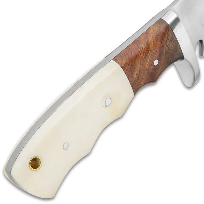 Timber Wolf Adrian Trail Knife With Sheath - Stainless Steel Blade, Full-Tang, Walnut Wood And Bone Handle Scales - Length 9” 7 Timber Wolf Adrian Trail Knife With Sheath - Stainless Steel Blade, Full-Tang, Walnut Wood And Bone Handle Scales - Length 9” - Image 5