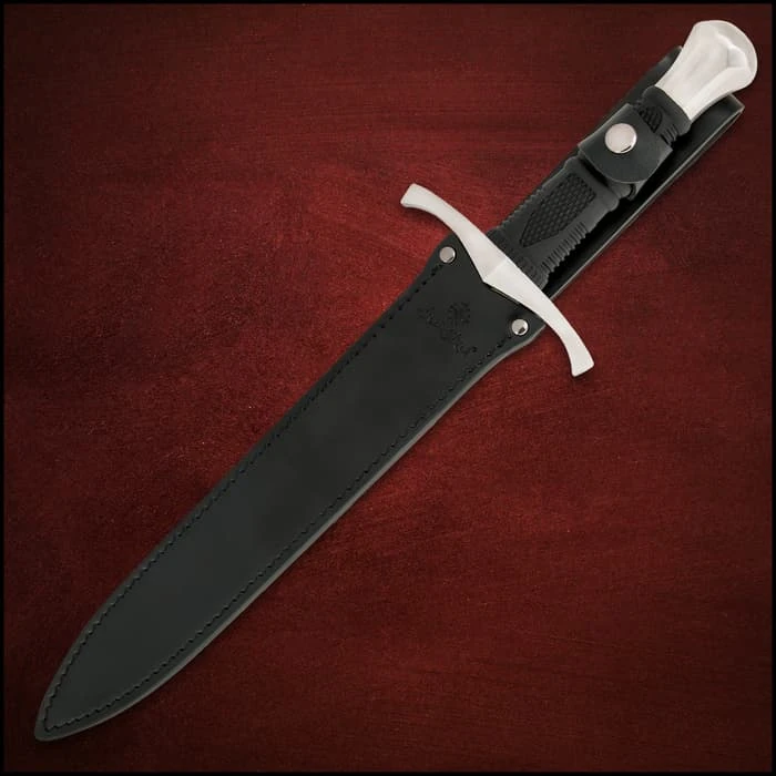 Honshu Crusader Quillon Dagger With Sheath - 1060 Carbon Steel Blade, Injection-Molded TPR Handle, Cast Steel Pommel - Length 18 5/8” 8 Honshu Crusader Quillon Dagger With Sheath - 1060 Carbon Steel Blade, Injection-Molded TPR Handle, Cast Steel Pommel - Length 18 5/8” - Image 6