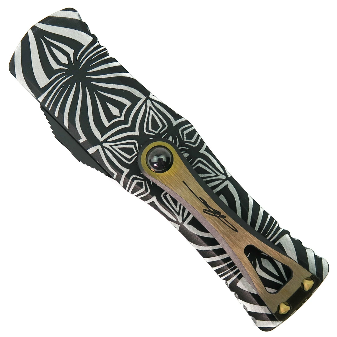 Microtech Signature Series "Source" Hera OTF Knife, Two-Tone Black Drop Point With Gold 4 Microtech Signature Series "Source" Hera OTF Knife, Two-Tone Black Drop Point With Gold - Image 2