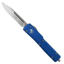 Microtech Blue UTX70 OTF Knife, Stonewash Plain Blade