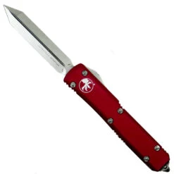 Microtech Red Ultratech Spartan OTF Auto Knife, Stonewash Blade