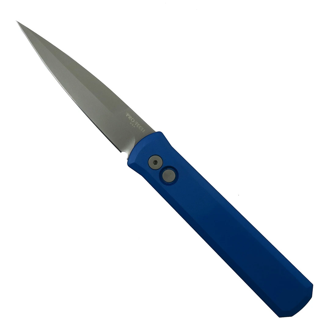 Pro-Tech Blue Godfather Auto Knife, Bead Blast Blade 3 Pro-Tech Blue Godfather Auto Knife, Bead Blast Blade